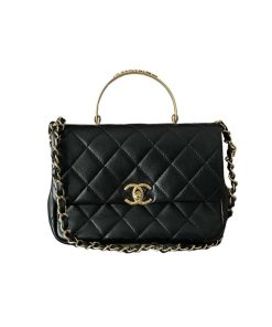 Chanel 24C Black Lambskin with Top Handle
